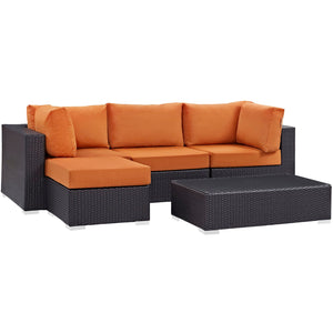 ModwayModway Convene 5 Piece Outdoor Patio Sectional Set EEI-2172 EEI-2172-EXP-ORA-SET- BetterPatio.com