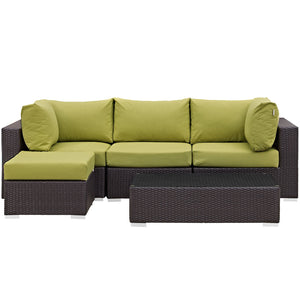 ModwayModway Convene 5 Piece Outdoor Patio Sectional Set EEI-2172 EEI-2172-EXP-PER-SET- BetterPatio.com