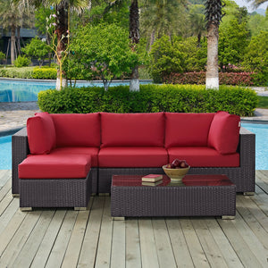 ModwayModway Convene 5 Piece Outdoor Patio Sectional Set EEI-2172 EEI-2172-EXP-RED-SET- BetterPatio.com