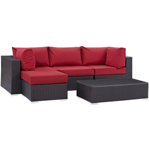 ModwayModway Convene 5 Piece Outdoor Patio Sectional Set EEI-2172 EEI-2172-EXP-RED-SET- BetterPatio.com