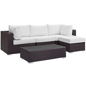 ModwayModway Convene 5 Piece Outdoor Patio Sectional Set EEI-2172 EEI-2172-EXP-WHI-SET- BetterPatio.com