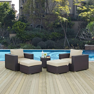 ModwayModway Convene 5 Piece Outdoor Patio Sectional Set EEI-2201 EEI-2201-EXP-BEI-SET- BetterPatio.com