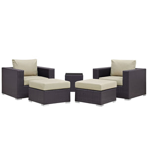 ModwayModway Convene 5 Piece Outdoor Patio Sectional Set EEI-2201 EEI-2201-EXP-BEI-SET- BetterPatio.com