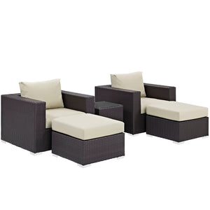 ModwayModway Convene 5 Piece Outdoor Patio Sectional Set EEI-2201 EEI-2201-EXP-BEI-SET- BetterPatio.com