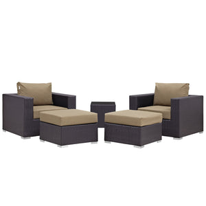 ModwayModway Convene 5 Piece Outdoor Patio Sectional Set EEI-2201 EEI-2201-EXP-MOC-SET- BetterPatio.com