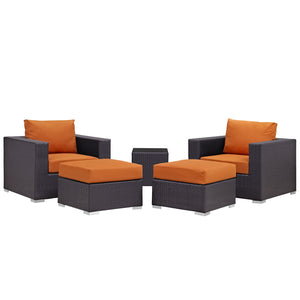 ModwayModway Convene 5 Piece Outdoor Patio Sectional Set EEI-2201 EEI-2201-EXP-ORA-SET- BetterPatio.com