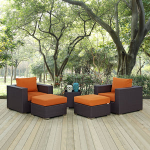 ModwayModway Convene 5 Piece Outdoor Patio Sectional Set EEI-2201 EEI-2201-EXP-ORA-SET- BetterPatio.com