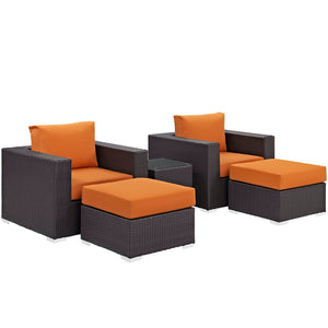 ModwayModway Convene 5 Piece Outdoor Patio Sectional Set EEI-2201 EEI-2201-EXP-ORA-SET- BetterPatio.com