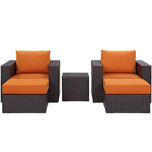 ModwayModway Convene 5 Piece Outdoor Patio Sectional Set EEI-2201 EEI-2201-EXP-ORA-SET- BetterPatio.com