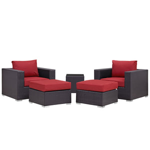 ModwayModway Convene 5 Piece Outdoor Patio Sectional Set EEI-2201 EEI-2201-EXP-RED-SET- BetterPatio.com