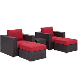 ModwayModway Convene 5 Piece Outdoor Patio Sectional Set EEI-2201 EEI-2201-EXP-RED-SET- BetterPatio.com