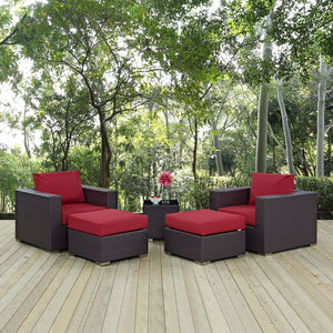 ModwayModway Convene 5 Piece Outdoor Patio Sectional Set EEI-2201 EEI-2201-EXP-RED-SET- BetterPatio.com