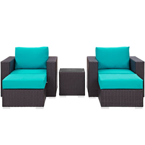 ModwayModway Convene 5 Piece Outdoor Patio Sectional Set EEI-2201 EEI-2201-EXP-TRQ-SET- BetterPatio.com