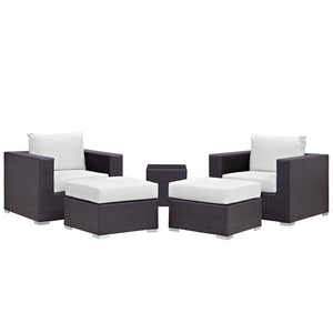 ModwayModway Convene 5 Piece Outdoor Patio Sectional Set EEI-2201 EEI-2201-EXP-WHI-SET- BetterPatio.com