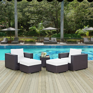 ModwayModway Convene 5 Piece Outdoor Patio Sectional Set EEI-2201 EEI-2201-EXP-WHI-SET- BetterPatio.com