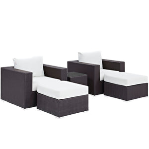 ModwayModway Convene 5 Piece Outdoor Patio Sectional Set EEI-2201 EEI-2201-EXP-WHI-SET- BetterPatio.com