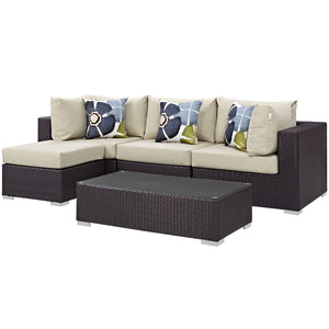 ModwayModway Convene 5 Piece Outdoor Patio Sectional Set EEI-2362 EEI-2362-EXP-BEI-SET- BetterPatio.com