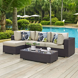 ModwayModway Convene 5 Piece Outdoor Patio Sectional Set EEI-2362 EEI-2362-EXP-BEI-SET- BetterPatio.com