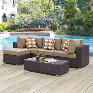 ModwayModway Convene 5 Piece Outdoor Patio Sectional Set EEI-2362 EEI-2362-EXP-MOC-SET- BetterPatio.com