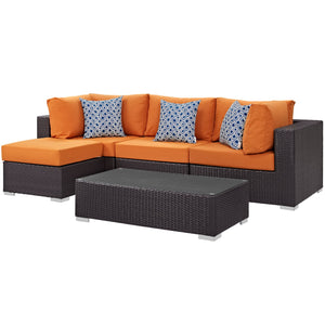 ModwayModway Convene 5 Piece Outdoor Patio Sectional Set EEI-2362 EEI-2362-EXP-ORA-SET- BetterPatio.com