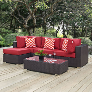 ModwayModway Convene 5 Piece Outdoor Patio Sectional Set EEI-2362 EEI-2362-EXP-RED-SET- BetterPatio.com