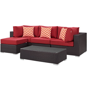 ModwayModway Convene 5 Piece Outdoor Patio Sectional Set EEI-2362 EEI-2362-EXP-RED-SET- BetterPatio.com