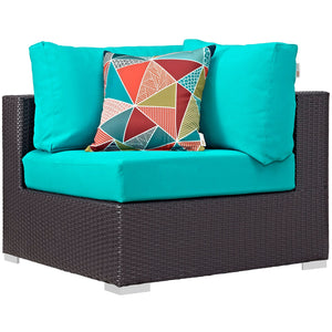 ModwayModway Convene 5 Piece Outdoor Patio Sectional Set EEI-2362 EEI-2362-EXP-TRQ-SET- BetterPatio.com