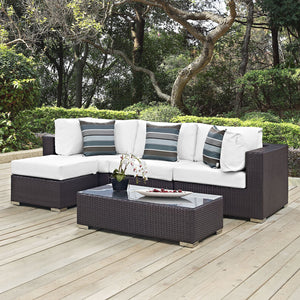 ModwayModway Convene 5 Piece Outdoor Patio Sectional Set EEI-2362 EEI-2362-EXP-WHI-SET- BetterPatio.com