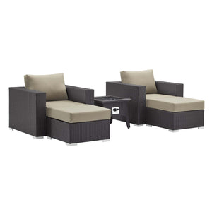 ModwayModway Convene 5 Piece Set Outdoor Patio with Fire Pit EEI-3726 EEI-3726-EXP-BEI-SET- BetterPatio.com