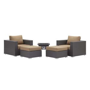 ModwayModway Convene 5 Piece Set Outdoor Patio with Fire Pit EEI-3726 EEI-3726-EXP-MOC-SET- BetterPatio.com