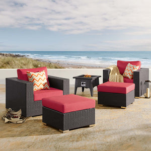 ModwayModway Convene 5 Piece Set Outdoor Patio with Fire Pit EEI-3726 EEI-3726-EXP-RED-SET- BetterPatio.com