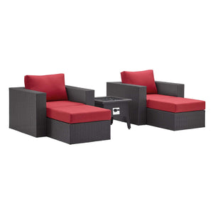 ModwayModway Convene 5 Piece Set Outdoor Patio with Fire Pit EEI-3726 EEI-3726-EXP-RED-SET- BetterPatio.com