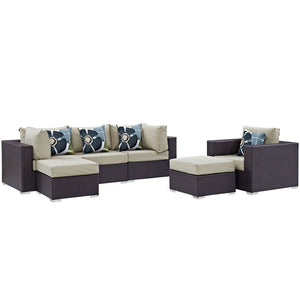 ModwayModway Convene 6 Piece Outdoor Patio Sectional Set EEI-2372 EEI-2372-EXP-BEI-SET- BetterPatio.com