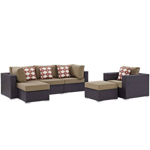 ModwayModway Convene 6 Piece Outdoor Patio Sectional Set EEI-2372 EEI-2372-EXP-MOC-SET- BetterPatio.com