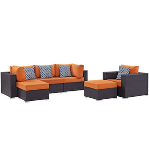 ModwayModway Convene 6 Piece Outdoor Patio Sectional Set EEI-2372 EEI-2372-EXP-ORA-SET- BetterPatio.com