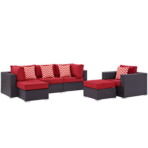 ModwayModway Convene 6 Piece Outdoor Patio Sectional Set EEI-2372 EEI-2372-EXP-RED-SET- BetterPatio.com