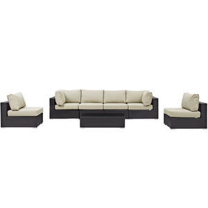 ModwayModway Convene 7 Piece Outdoor Patio Sectional Set EEI-2164 EEI-2164-EXP-BEI-SET- BetterPatio.com