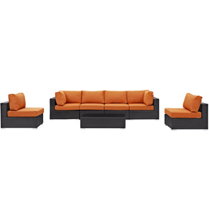 ModwayModway Convene 7 Piece Outdoor Patio Sectional Set EEI-2164 EEI-2164-EXP-ORA-SET- BetterPatio.com