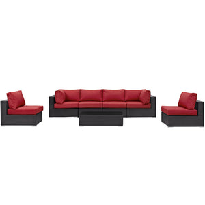 ModwayModway Convene 7 Piece Outdoor Patio Sectional Set EEI-2164 EEI-2164-EXP-RED-SET- BetterPatio.com