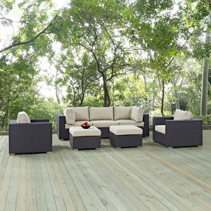 ModwayModway Convene 7 Piece Outdoor Patio Sectional Set EEI-2200 EEI-2200-EXP-BEI-SET- BetterPatio.com