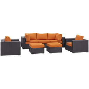 ModwayModway Convene 7 Piece Outdoor Patio Sectional Set EEI-2200 EEI-2200-EXP-ORA-SET- BetterPatio.com