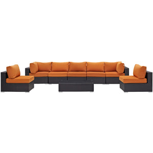 ModwayModway Convene 8 Piece Outdoor Patio Sectional Set EEI-2205 EEI-2205-EXP-ORA-SET- BetterPatio.com