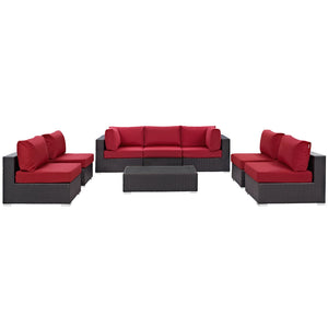 ModwayModway Convene 8 Piece Outdoor Patio Sectional Set EEI-2205 EEI-2205-EXP-RED-SET- BetterPatio.com