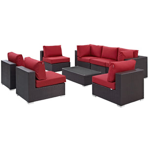 ModwayModway Convene 8 Piece Outdoor Patio Sectional Set EEI-2205 EEI-2205-EXP-RED-SET- BetterPatio.com