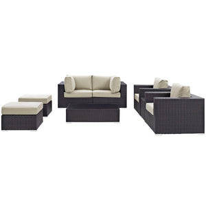 ModwayModway Convene 8 Piece Outdoor Patio Sectional Set EEI-2206 EEI-2206-EXP-BEI-SET- BetterPatio.com