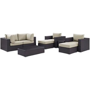 ModwayModway Convene 8 Piece Outdoor Patio Sectional Set EEI-2206 EEI-2206-EXP-BEI-SET- BetterPatio.com