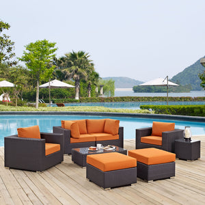 ModwayModway Convene 8 Piece Outdoor Patio Sectional Set EEI-2206 EEI-2206-EXP-ORA-SET- BetterPatio.com