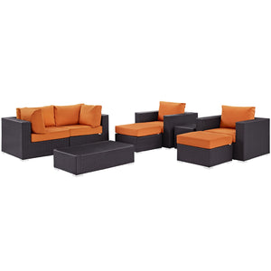 ModwayModway Convene 8 Piece Outdoor Patio Sectional Set EEI-2206 EEI-2206-EXP-ORA-SET- BetterPatio.com