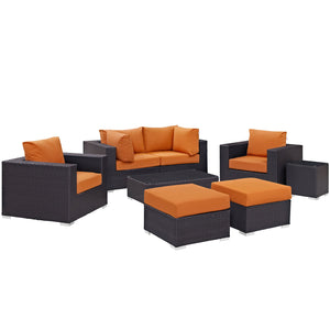 ModwayModway Convene 8 Piece Outdoor Patio Sectional Set EEI-2206 EEI-2206-EXP-ORA-SET- BetterPatio.com