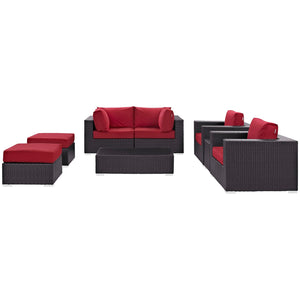 ModwayModway Convene 8 Piece Outdoor Patio Sectional Set EEI-2206 EEI-2206-EXP-RED-SET- BetterPatio.com